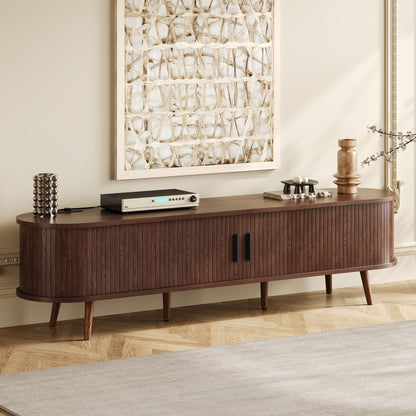 Dark Brown Mid Century TV Stand - 70-79 Inch TV Storage for Living Room