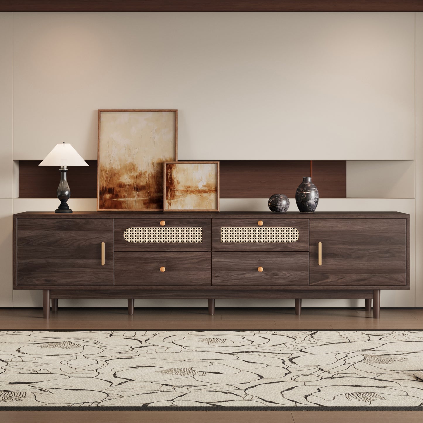 76" TV Stand with Drawers for Living Room/Bedroom, Modern Chic Entertainment Center for TVs Up to 85 inches, Entertainment Center with Storage