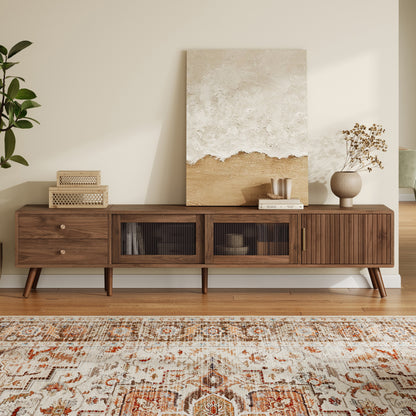76 Inch Natural Wood TV Stand for 70-85 Inch TVs
