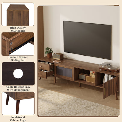 76 Inch Natural Wood TV Stand for 70-85 Inch TVs