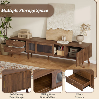 76 Inch Natural Wood TV Stand for 70-85 Inch TVs
