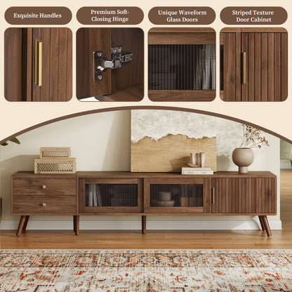 76 Inch Natural Wood TV Stand for 70-85 Inch TVs