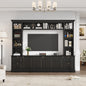 All-in-One Modern TV Stand with Bookcase for TVs up to 70 inch, Entertainment Center with 3 Adjustable Shelves, for Living Room, Display Storage Cabinet, Ample Storage Space TV Stand
