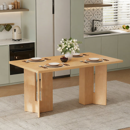 60 Inch Farmhouse Dining Table - Natural Wood Wash