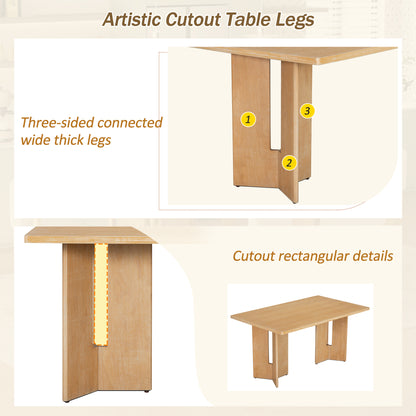 60 Inch Farmhouse Dining Table - Natural Wood Wash