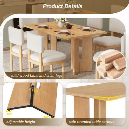 60 Inch Farmhouse Dining Table - Natural Wood Wash