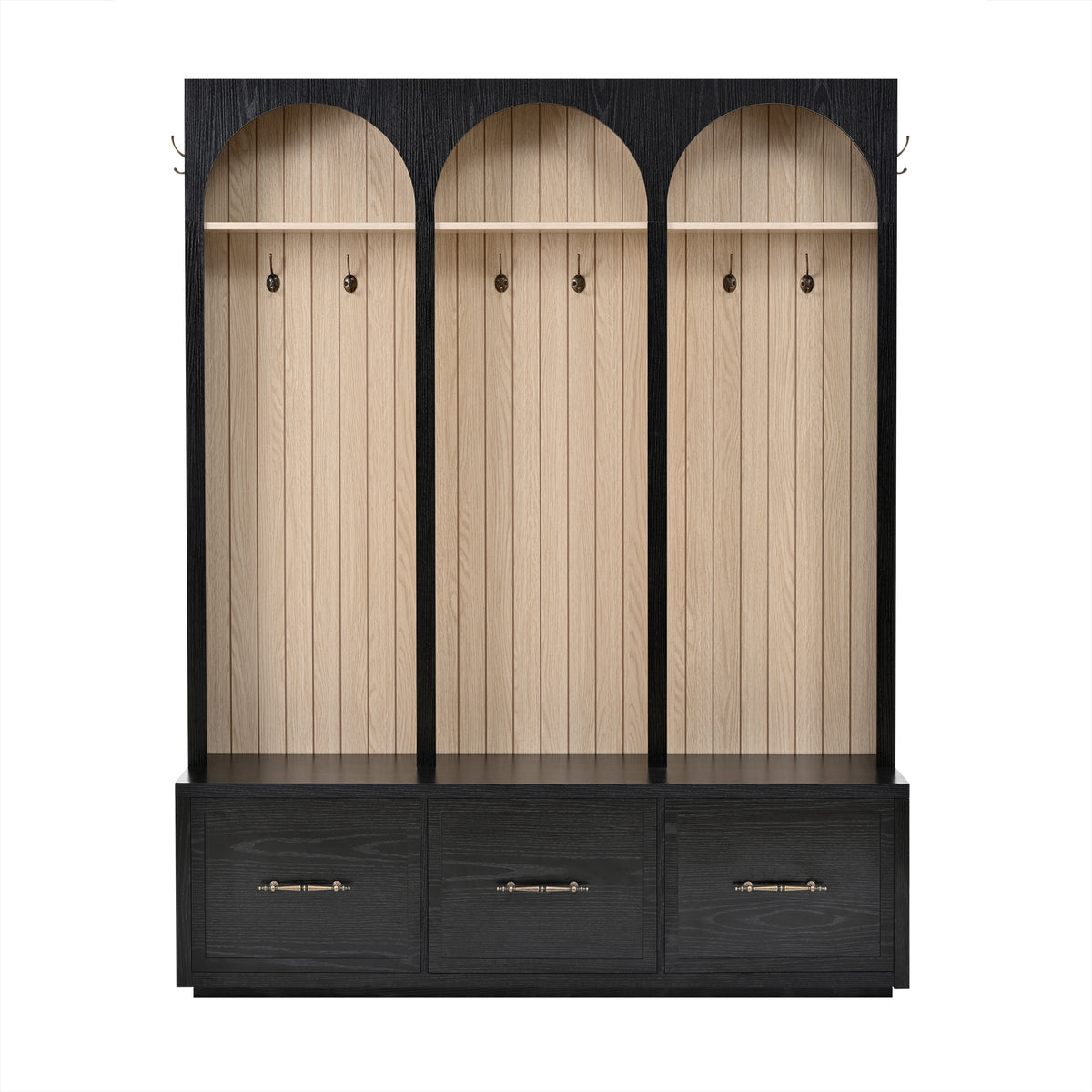 Black MDF Hall Tree with Bench & Hooks