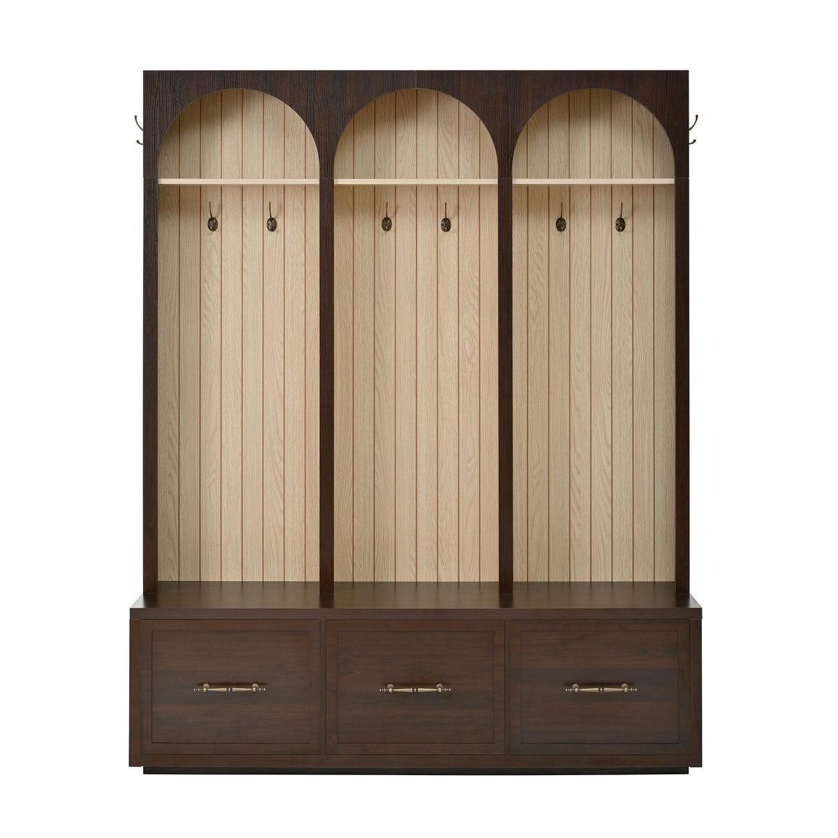 Dark Walnut Hall Tree with Bench & Storage