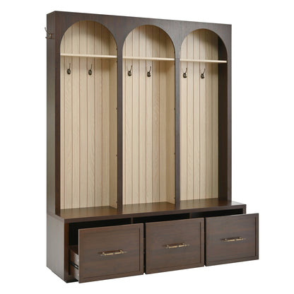 Dark Walnut Hall Tree with Bench & Storage