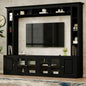 4-Piece Modern Entertainment Center Wall Unit with Bookshelves, All-in-1 Large TV Stand with Tempered Glass Door for TVs Up to 80", 92inch Media Console with Adjustable Shelves for Living Room, Black