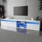 Unique Design TV Stand with 2 Glass Shelves, Ample Storage Space Media Console for TVs Up to 105", Versatile TV Cabinet with LED Color Changing Lights for Living Room, White (OLD SKU: WF314584AAK)