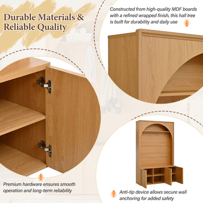 Natural MDF Hall Tree with Bench - 48" Entryway Storage