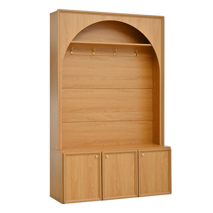 Natural MDF Hall Tree with Bench - 48" Entryway Storage