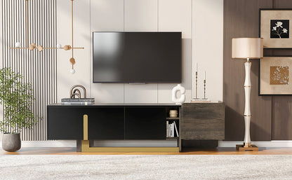 66.7" TV Stand with Storage - Black MDF Metal for Living Room