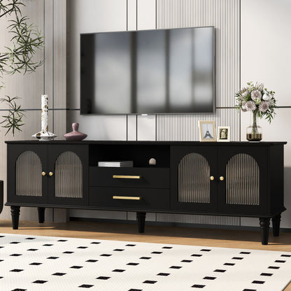 Black MDF TV Stand - Retro Style, 75" TVs Up to 23.00" for Living Room
