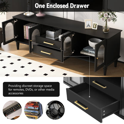 Black MDF TV Stand - Retro Style, 75" TVs Up to 23.00" for Living Room