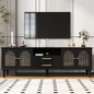 VIBE HAUS 68.9'' Retro TV Stand for TVs up to 75 Inches, Entertainment Center Media Console with Fluted Glass Doors and Five Solid Wood Legs for Living room(OLD SKU:N724P198468B)