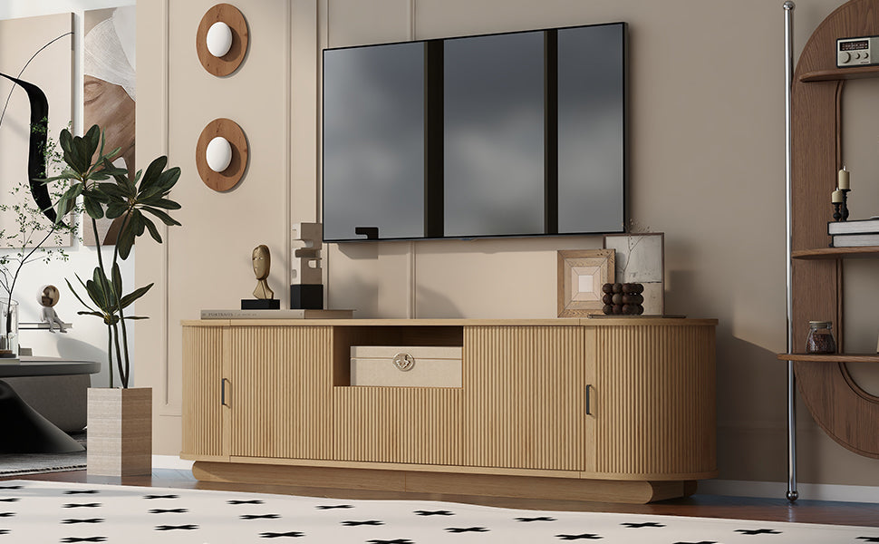 70" Acacia Wood TV Stand with Storage Shelves