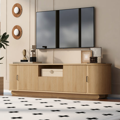 70" Acacia Wood TV Stand with Storage Shelves