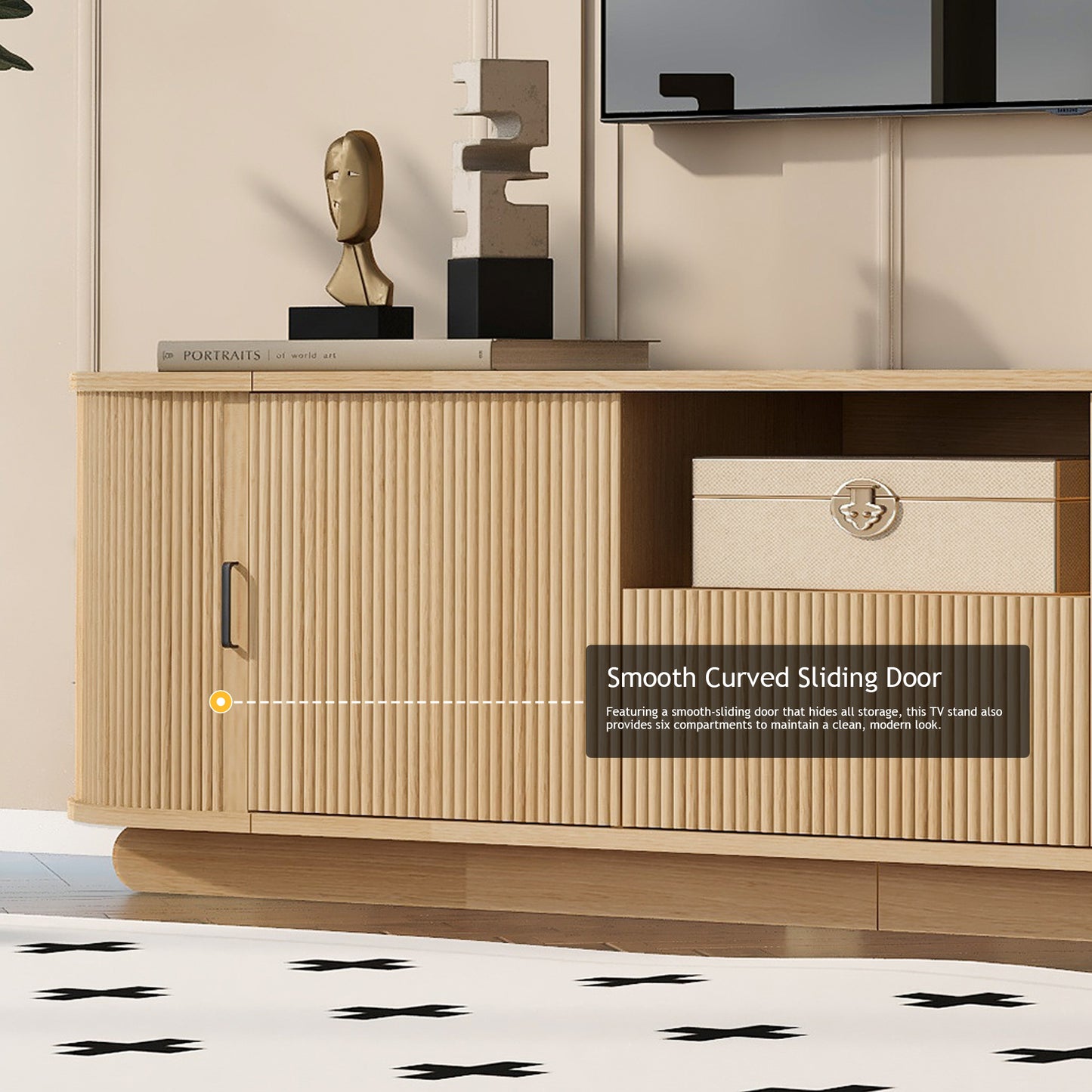 70" Acacia Wood TV Stand with Storage Shelves