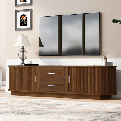 Antique Brown TV Stand with Drawers & Hidden Storage