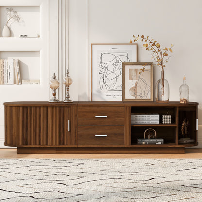 Antique Brown TV Stand with Drawers & Hidden Storage