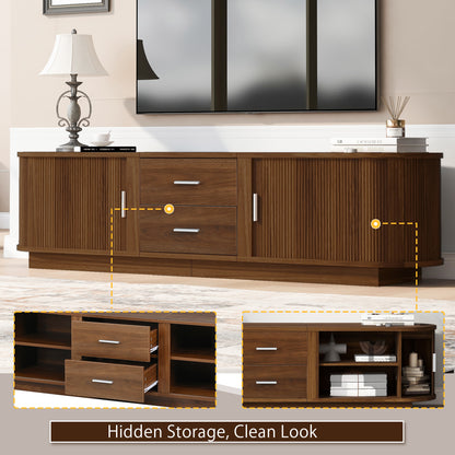 Antique Brown TV Stand with Drawers & Hidden Storage