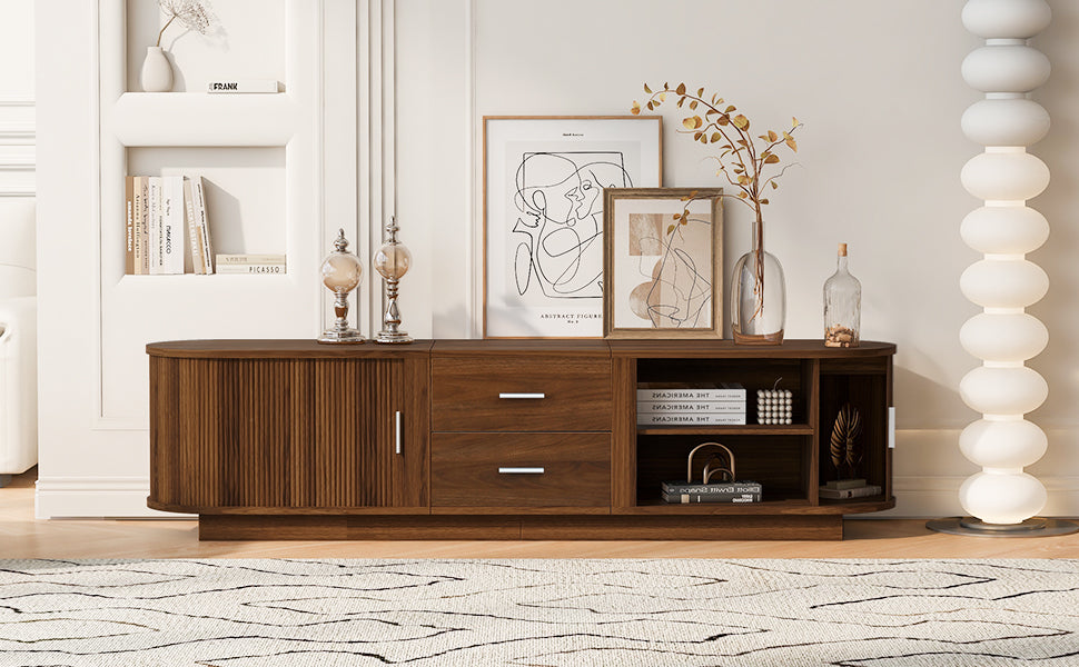 Antique Brown TV Stand with Drawers & Hidden Storage