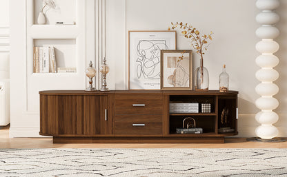 Antique Brown TV Stand with Drawers & Hidden Storage