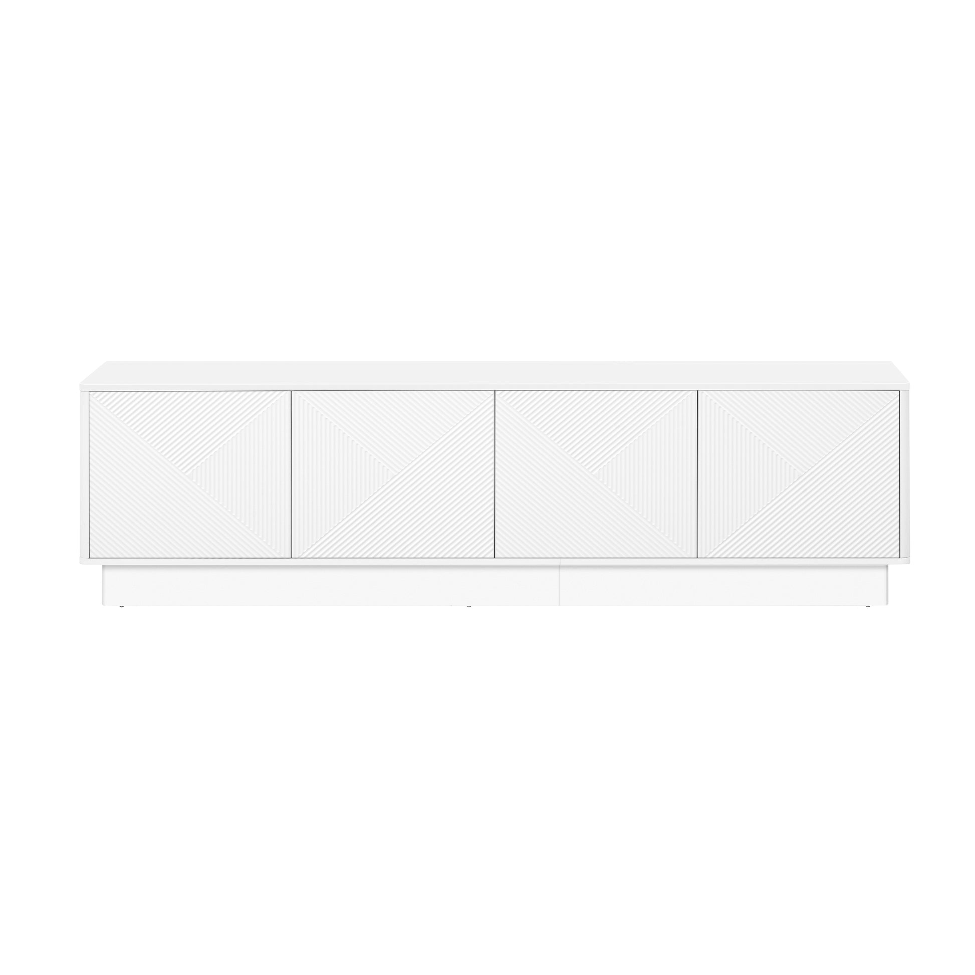 U-Can Wave Design Cabinet - White, 4 Doors, Adjustable Shelves for Living Room