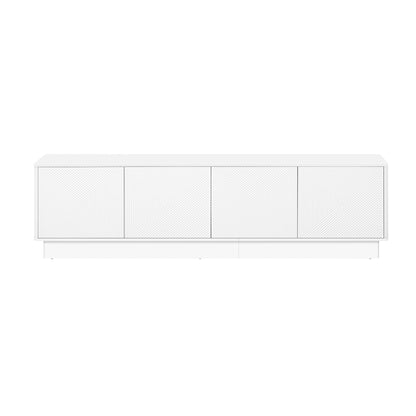 U-Can Wave Design Cabinet - White, 4 Doors, Adjustable Shelves for Living Room