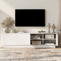 U-Can Stylish 4-Door Wave Design Cabinet with Adjustable Shelves & LED Accent