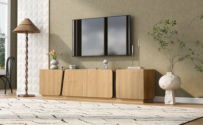 Oak Storage Cabinet with Marble Top - 74.8" TV Stand for Living Room