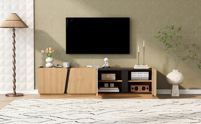 Oak Storage Cabinet with Marble Top - 74.8" TV Stand for Living Room