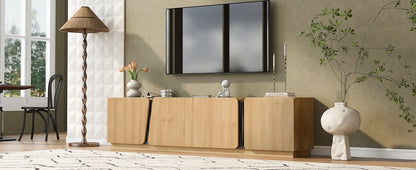 Oak Storage Cabinet with Marble Top - 74.8" TV Stand for Living Room