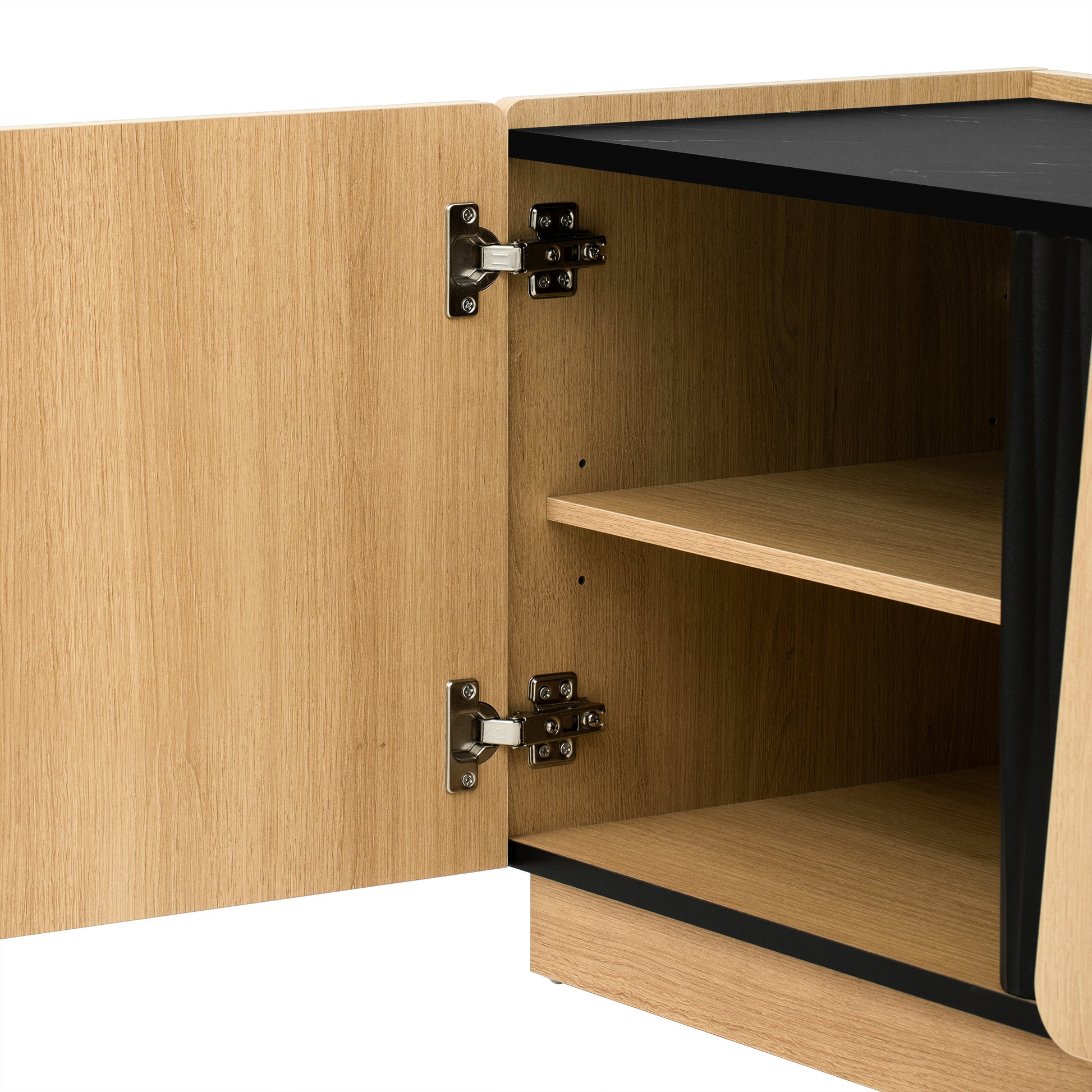 Oak Storage Cabinet with Marble Top - 74.8" TV Stand for Living Room