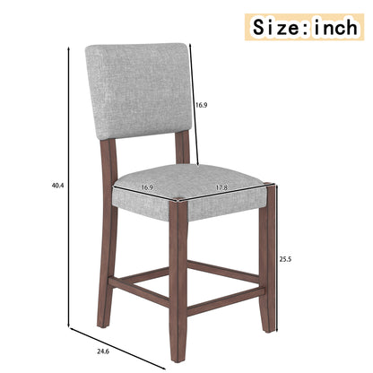 Mid-Century Modern Grey Rubberwood Bar Stools for Kitchen and Dining Rooms
