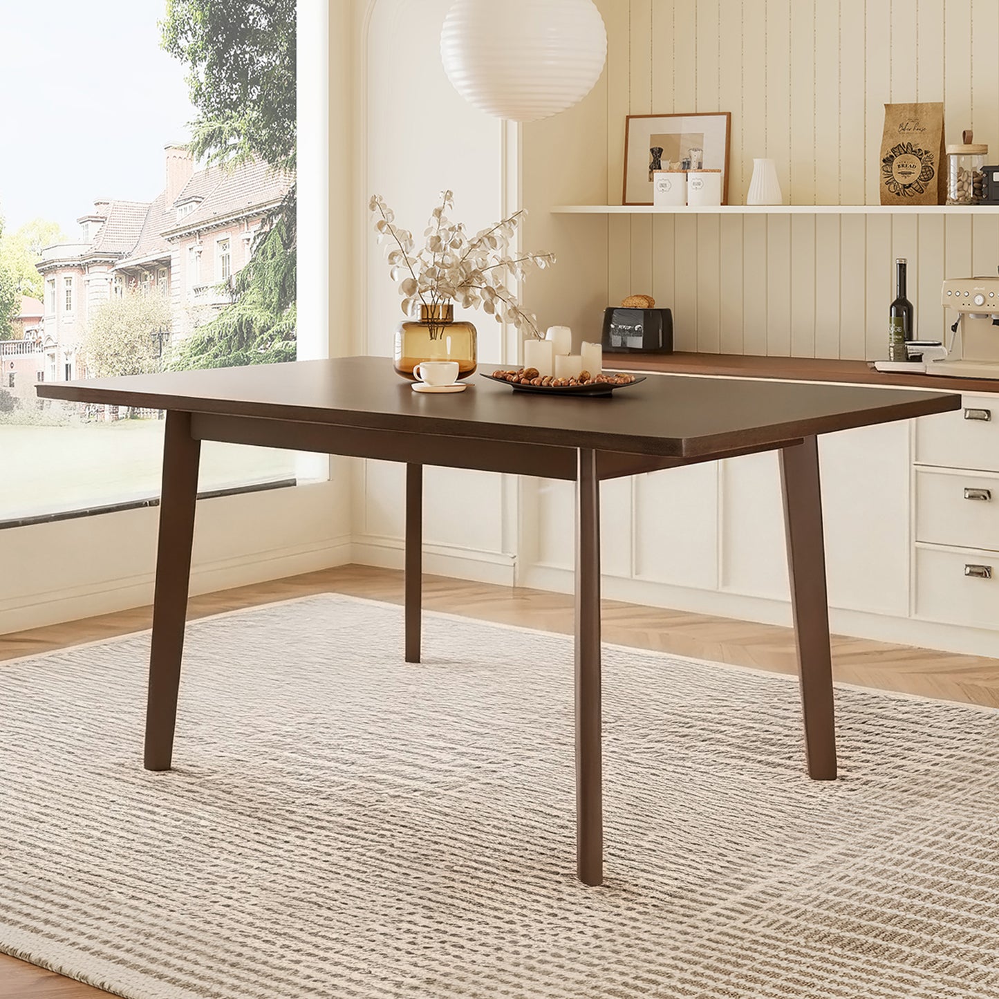60" Walnut Farmhouse Dining Table - Rustic Retro Style