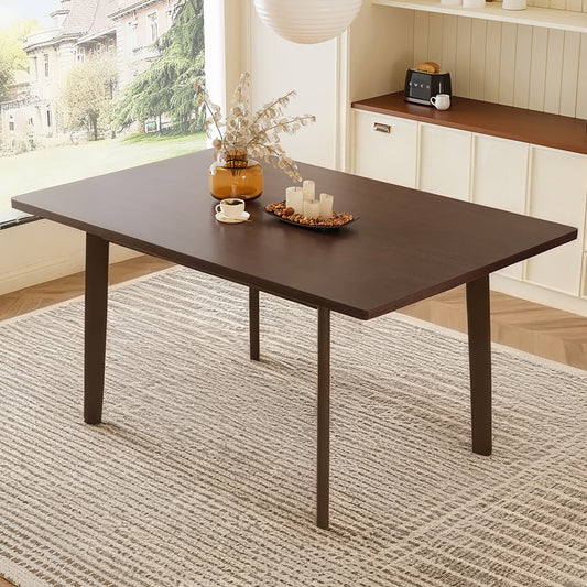 60" Rustic Farmhouse Dining Table - Solid Wood Frame, Minimalist Modern Dining Table for Kitchen, Dining Room, Living Room, Walnut