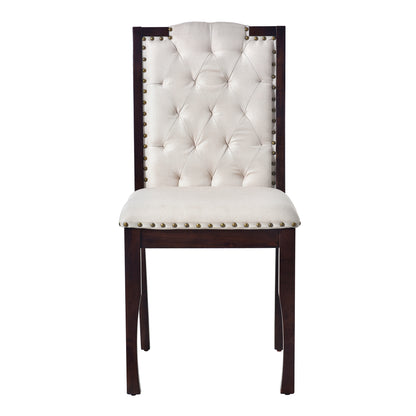 Upholstered Dining Chairs Set of 4 - Beige & Espresso