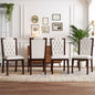 Upholstered Dining Chairs Set of 4, High Back Diamond Button Tufted Kitchen Chairs with Solid Wood Legs and Nailhead Trims for Dining Room, Living Room, Restaurant, Biege & Espresso