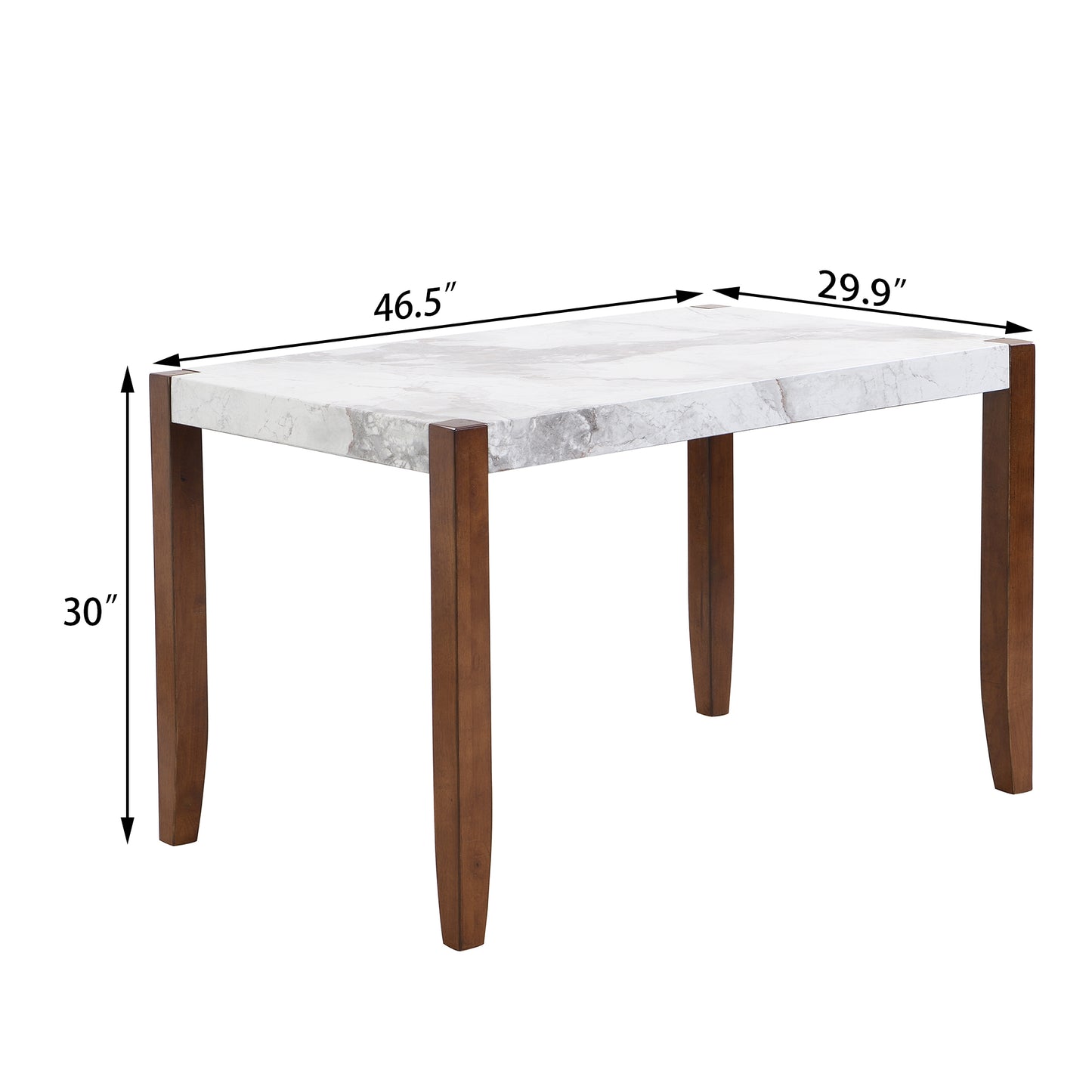 Modern White Dining Table - Seats 4, Rubber Wood for Dining Room