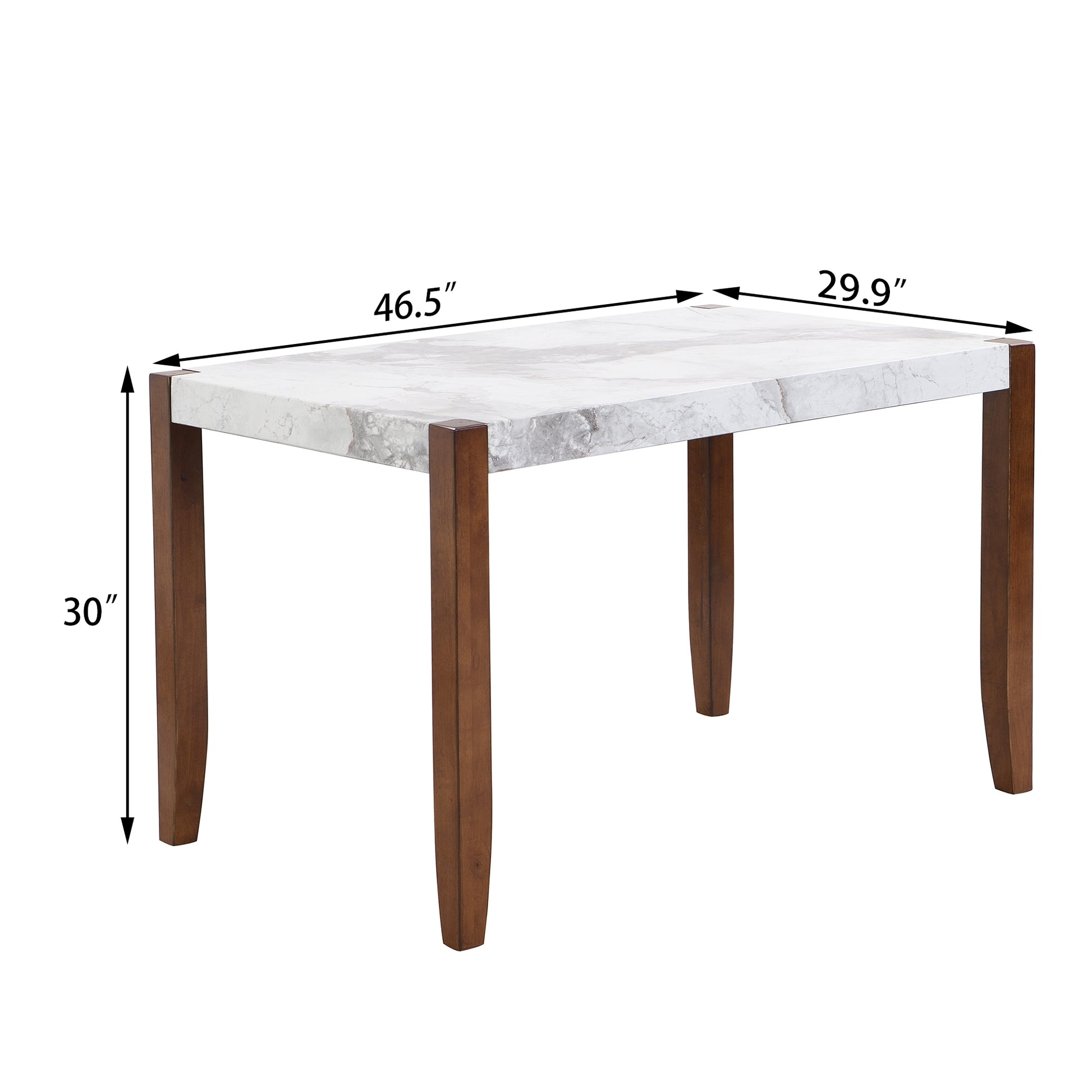 Modern White Dining Table - Seats 4, Rubber Wood for Dining Room