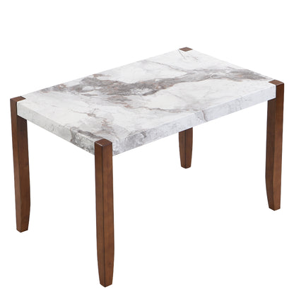 Modern White Dining Table - Seats 4, Rubber Wood for Dining Room