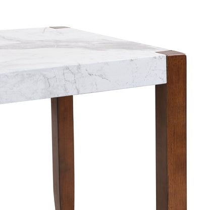 Modern White Dining Table - Seats 4, Rubber Wood for Dining Room