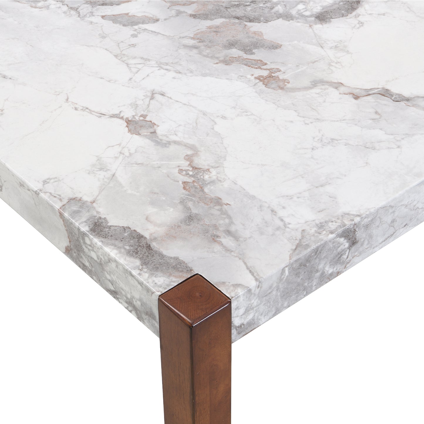 Modern White Dining Table - Seats 4, Rubber Wood for Dining Room