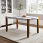 46.5" Modern Dining Table, Rectangular Faux Marble Style Table with Sturdy Wood Legs, Easy to Clean Rectangular Kitchen Table for Dining Room, Living Room, Easy Assembly( OLD SKU: WF321684AAK)