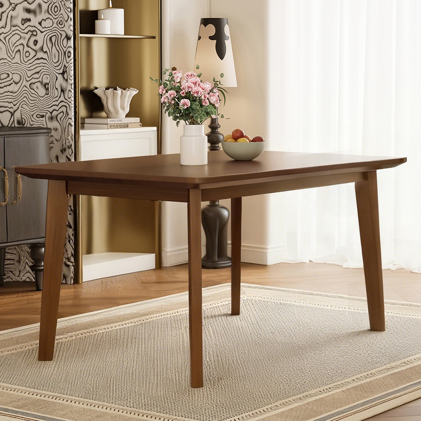 Walnut Farmhouse Dining Table - Seats 4, Retro Style for Dining Room