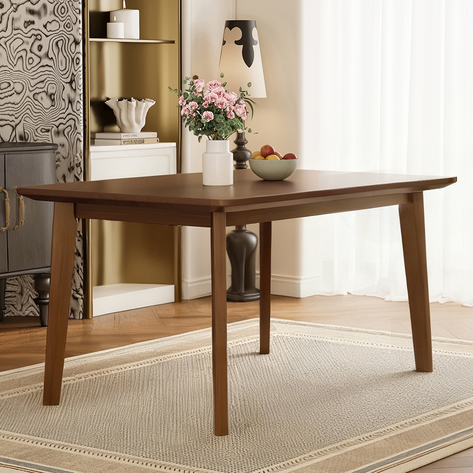 Walnut Farmhouse Dining Table - Seats 4, Retro Style for Dining Room