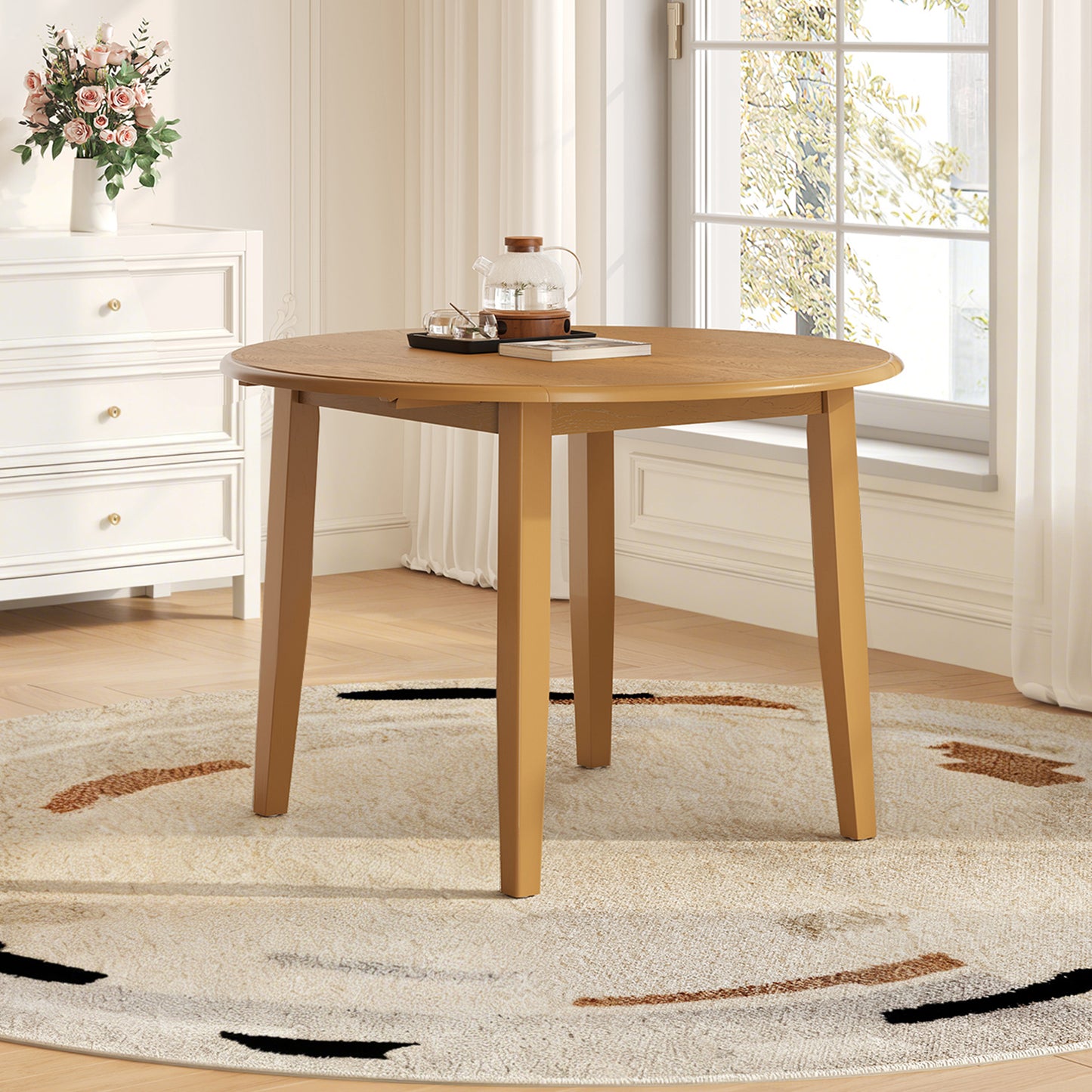 Light Brown Folding Dining Table - Seats 2 for Dining Room